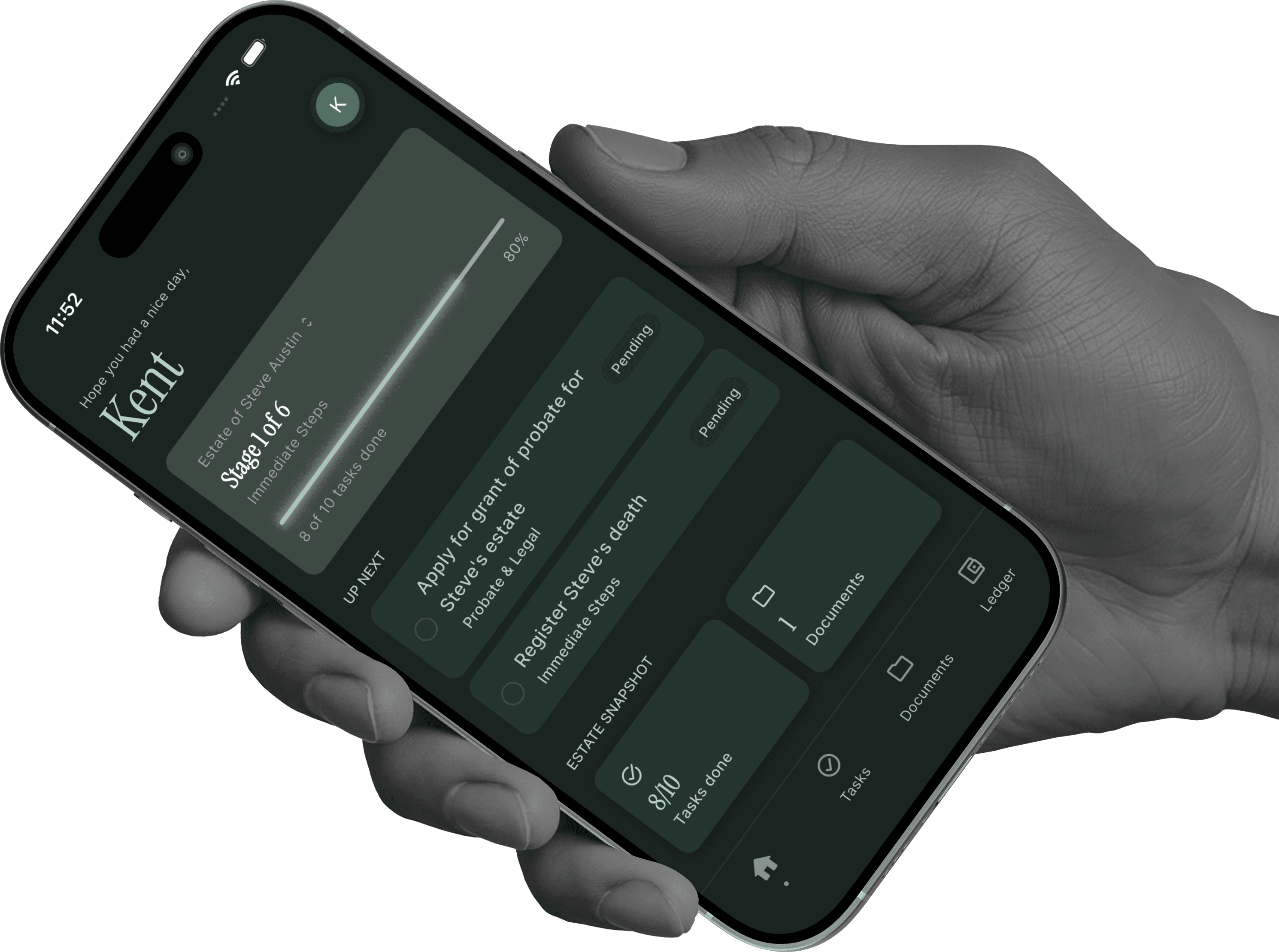 LegacyStep app shown on three phones